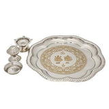 Load image into Gallery viewer, JaipurCrafts Steel Puja Thali Set (Silver_8 Inch X 8 Inch X 1 Inch)