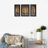 Load image into Gallery viewer, JaipurCrafts Trible Lady Set of 3 Large Framed UV Digital Reprint Painting (Wood, Synthetic, 36 cm x 61 cm)