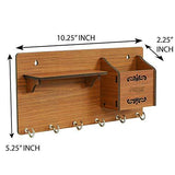 गैलरी व्यूवर में इमेज लोड करें, Webelkart Home Side Shelf-Brown Wall Wooden Shelf, Keyholder (with 6 Keys Hooks)