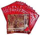 Load image into Gallery viewer, JaipurCrafts Combo of 3 Piece Non Woven Saree Cover(9 in,10 Sarees). Red and 12 Pieces of Non Woven Saree Cover,(3 in,3 Sarees)-Red