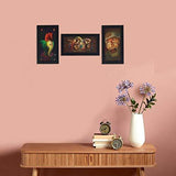 गैलरी व्यूवर में इमेज लोड करें, JaipurCrafts Radha Krishna, Lord Ganesha &amp; Sai Baba Set of 3 Large Framed UV Digital Reprint Painting (Wood, Synthetic, 33 cm x 61 cm)