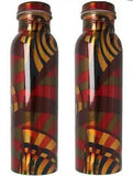 Load image into Gallery viewer, JaipurCrafts Pure Copper Modern Art Printed and Outside Lacquer Coated Bottle, Travelling Purpose, Yoga Ayurveda Healing, 1000 ML-Pack of 2