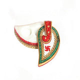 Load image into Gallery viewer, JaipurCrafts Beautiful Kundan Swastik Roli Tikka Chopra Showpiece - 10.16 cm (Stoneware, Multicolor)