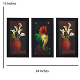 Load image into Gallery viewer, JaipurCrafts Lord Ganesha Set of 3 Large Framed UV Digital Reprint Painting (Wood, Synthetic, 33 cm x 61 cm)