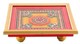 Load image into Gallery viewer, JaipurCrafts Decorative Kundan Studded Wooden, Glass, Ceramic All Purpose Chowki