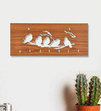 गैलरी व्यूवर में इमेज लोड करें, JaipurCrafts 5-Birds Wooden Key Holder (29 cm x 13.5 cm x 0.4 cm, Brown)- 7 Hooks