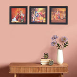 Load image into Gallery viewer, JaipurCrafts Village Scene Set of 3 Framed UV Digital Reprint Painting (Wood, Synthetic, 26 cm x 76 cm)