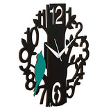 गैलरी व्यूवर में इमेज लोड करें, JaipurCrafts Beautiful Tree and Bird Round Wood Wall Clock (Black, Green)