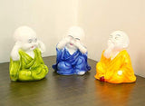 Load image into Gallery viewer, JaipurCrafts Set of 3 Cute Child Monk Showpiece - 10.16 cm (Polyresin, Multi)- for Home Decor| Office Decor| Valentines Day Gifts | Diwali Decor| Vaastu Decor| Fengshui