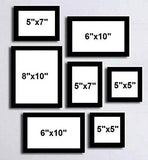 Load image into Gallery viewer, WebelKart Set of 7 Individual Photo Frame- Multiple Size (2 Units of 5x7, 2 Units of 6x10, 1 Units of 8x10, 2 Units of 5x5 Black)
