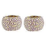 Load image into Gallery viewer, JaipurCrafts Set of 2 Mosaic Glass Votive Candle Holder (Multicolor, Glass)