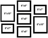 गैलरी व्यूवर में इमेज लोड करें, WebelKart Set of 7 Individual Photo Frame- Multiple Size (3 Units of 6x8, 2 Units of 8x10, 2 Units of 5x7, Black)