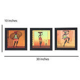 Load image into Gallery viewer, JaipurCrafts Modern Lady Set of 3 Framed UV Digital Reprint Painting (Wood, Synthetic, 26 cm x 76 cm)