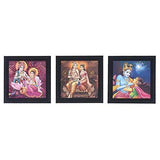 गैलरी व्यूवर में इमेज लोड करें, JaipurCrafts Radha Krishna Set of 3 Framed UV Digital Reprint Painting (Wood, Synthetic, 26 cm x 76 cm)