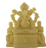 Load image into Gallery viewer, JaipurCrafts Pure White Lord Ganesha with Riddhi and Siddhi Showpiece - 12.7 cm (Stoneware, White)