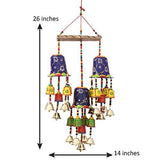 गैलरी व्यूवर में इमेज लोड करें, JaipurCrafts Handcrafted Rajasthani Three Bells Wall Hanging Decorative Showpiece - 26 in (Wood, Iron)