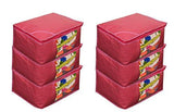 Load image into Gallery viewer, JaipurCrafts 6 Pieces Non Woven Saree Cover Set, Pink (45 x 35 x 22 cm)