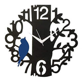 गैलरी व्यूवर में इमेज लोड करें, JaipurCrafts Beautiful Tree and Bird Round Wood Wall Clock (Black, Blue)