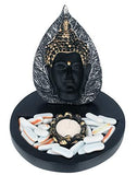 Load image into Gallery viewer, JaipurCrafts Premium Gautam Buddha Tealight Holder with Tray Set with T-Light Candle- 19 cm