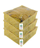 गैलरी व्यूवर में इमेज लोड करें, JaipurCrafts 3 Pieces Flowers Print Non Woven Saree Cover Set, Gold(45 x 35 x 23 cm)