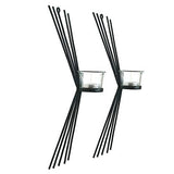 Load image into Gallery viewer, JaipurCrafts Set of 2 Wall sconces 38 cm Long with 2 Glass Cup Candle Holders and Bonus Tealight Candles