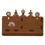 गैलरी व्यूवर में इमेज लोड करें, Webelkart Designer Yoga Side Shelf-Brown Wall Shelves Wooden Shelf, Keyholder (with 7 Keys Hooks)