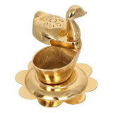 Load image into Gallery viewer, JaipurCrafts Zinc Roli-Chandan, Chawal-Akshat-Haldi -Kumkum Box with Loving Bird Duck Pair Chopda Showpiece for Pooja Purpose (6.50 cm, Gold)