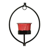 Load image into Gallery viewer, Webelkart Set of 2 Decorative Golden Eye Wall Sconce/Candle Holder with Red Glass and Free T-Light Candles