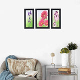गैलरी व्यूवर में इमेज लोड करें, JaipurCrafts Flower Set of 3 Large Framed UV Digital Reprint Painting (Wood, Synthetic, 36 cm x 61 cm)