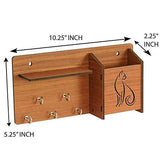 गैलरी व्यूवर में इमेज लोड करें, Webelkart Home Side Shelf-Brown Wall Wooden Shelf, Keyholder (with 5 Keys Hooks)