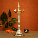Load image into Gallery viewer, Webelkart Premium Indian Traditional Brass Table Deepak Samay Diya Oil Diwali Puja Lamp, Golden- 16.50 in