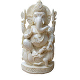 Load image into Gallery viewer, JaipurCrafts Fabulous Lord Ganesha Sitting On Lotus Showpiece - 20.32 cm (Stoneware, White)