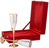 गैलरी व्यूवर में इमेज लोड करें, JaipurCrafts Brass Wine Glass Set (240 ml, Silver, Gold, Pack of 2)