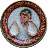 Load image into Gallery viewer, JaipurCrafts Lord Ganesha Marble Pooja &amp; Thali Set (3 Pieces, Multicolor)