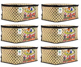 Load image into Gallery viewer, JaipurCrafts 6 Pieces Polka Dots Non Woven Saree Cover Set, Cream (45 x 35 x 21 cm)