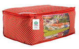 गैलरी व्यूवर में इमेज लोड करें, JaipurCrafts Quilted Polka Dots Cotton Saree Cover Set/Wardrobe Organizer/Storage Bag, Blue, Red, Pink (46 x 35 x 22 cm)-Pack of 3