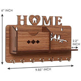 गैलरी व्यूवर में इमेज लोड करें, Webelkart Designer Home Side Shelf-Brown Wall Shelves Wooden Shelf, Keyholder (with 7 Keys Hooks)