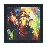 Load image into Gallery viewer, JaipurCrafts Lord Ganesha Framed UV Digital Reprint Painting (Wood, Synthetic, 30 cm x 30 cm)