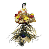 Load image into Gallery viewer, Webelkart Premium Lord Krishna Idol on Decorative Handcrafted Tealight Holder for Home Decorative Showpiece - 10.50 x 4 x 3 inch (Poly-Resin, Multi Color)