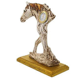 गैलरी व्यूवर में इमेज लोड करें, JaipurCrafts Handcrafted Horse showpiece Garden Statue Outdoor Collectibles Figurines showpiece Statue Items for Living Room Drawing Room Bed Room Hall Outdoor Decor- Antique with Table Clock (9 in)