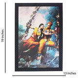 गैलरी व्यूवर में इमेज लोड करें, JaipurCrafts Radha Krishna Large Framed UV Digital Reprint Painting (Wood, Synthetic, 36 cm x 51 cm)