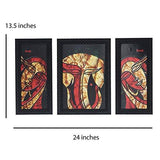 Load image into Gallery viewer, JaipurCrafts Lord Ganesha &amp; Riddhi-Siddhi Set of 3 Large Framed UV Digital Reprint Painting (Wood, Synthetic, 36 cm x 61 cm)