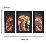 गैलरी व्यूवर में इमेज लोड करें, JaipurCrafts Lord Ganesha &amp; Riddhi-Siddhi Set of 3 Large Framed UV Digital Reprint Painting (Wood, Synthetic, 36 cm x 61 cm)