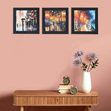 गैलरी व्यूवर में इमेज लोड करें, JaipurCrafts City View Set of 3 Framed UV Digital Reprint Painting (Wood, Synthetic, 26 cm x 76 cm)