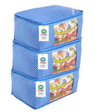 गैलरी व्यूवर में इमेज लोड करें, JaipurCrafts 3 Pieces Quilted Polka Dots Cotton Saree Cover Set, Blue (45 x 30 x 20 cm)