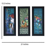 गैलरी व्यूवर में इमेज लोड करें, JaipurCrafts Radha Krishna Set of 3 Large Framed UV Digital Reprint Painting (Wood, Synthetic, 41 cm x 53 cm)