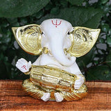 गैलरी व्यूवर में इमेज लोड करें, Webelkart Gold Plated Lord Ganesha Musician for Car Dashboard Statue Ganpati Figurine God of Luck &amp; Success Diwali Gifts Home Decor (Size: 3.00 x 2.50 inches)