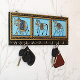 गैलरी व्यूवर में इमेज लोड करें, JaipurCrafts Wooden Rajasthani Hand Painted 10 Hooks Hanging Key Holder - Multi (14x 5 in)