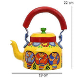 Load image into Gallery viewer, JaipurCrafts Designer Rajasthani Gold Aluminium Hand Painted Kettle with Serving Tray and 6 Glasses (1 Litre, 22 cm)