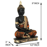 Load image into Gallery viewer, WebelKart Premium Meditating Sitting Buddha Idol Statue Showpiece; 10 Inch; Orange and Black